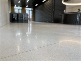 Entrance lobby with light terrazzo flooring