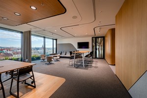 Meeting area with a wooden ceiling in Masaryk Centre