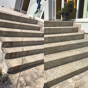 Teracové schody ve dvou stavech – před a po renovaci